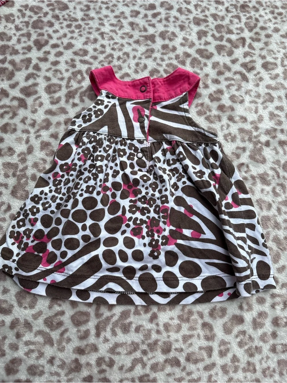 Carter Size 3 Months Pink & Brown Animal Print Baby Dress